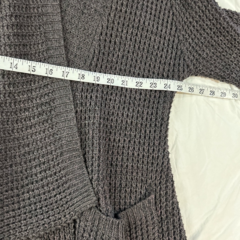 LINE Chunky Knit Cotton‎ Sweater Cardigan Purple Gray L - Picture 7 of 9